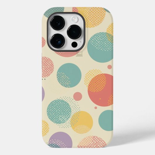 Pastel Polka Dot Retro All-Over Print Patroon met Case-Mate iPhone Case (Achterkant)