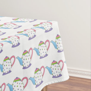 Pastel Polka Dot Tea Pot Teapot Party Shower Tafelkleed