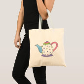 Pastel Polka Dot Tea Teapot Canvas tas (Voorkant (product))