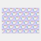 Pastel Polka Dot Teapot Aftermiddag Tea Party Pot Inpakpapier Vel (Voorkant 3)