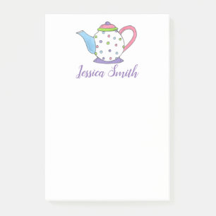 Pastel Polka Dot Teapot Tea Party Gift Post Post-it® Notes