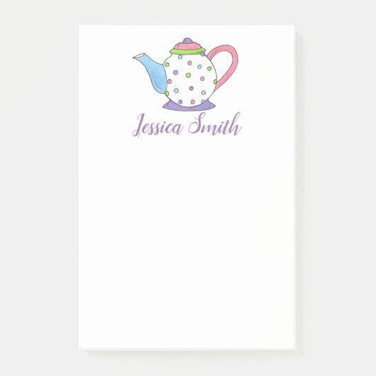 Pastel Polka Dot Teapot Tea Party Gift Post Post-it® Notes (Voorkant)
