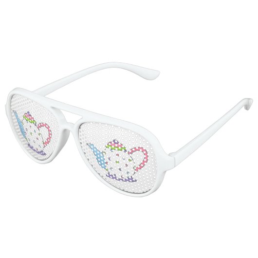 Pastel Polka Dot Teapot Tea Party Vrijgezellenfees Aviator Zonnebril (Gekanteld)