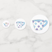 Pastel Polka Dot Teapot Tea Party Vrijgezellenfees Confetti (Achterkanten)