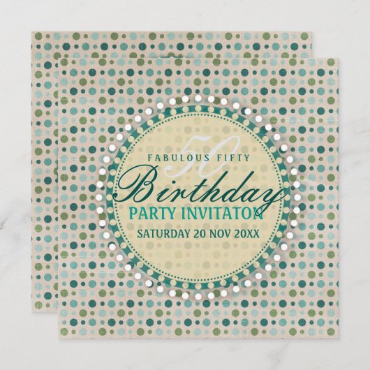 Pastel Polka Dots 50ste verjaardag uitnodigingen (Voorkant / Achterkant)