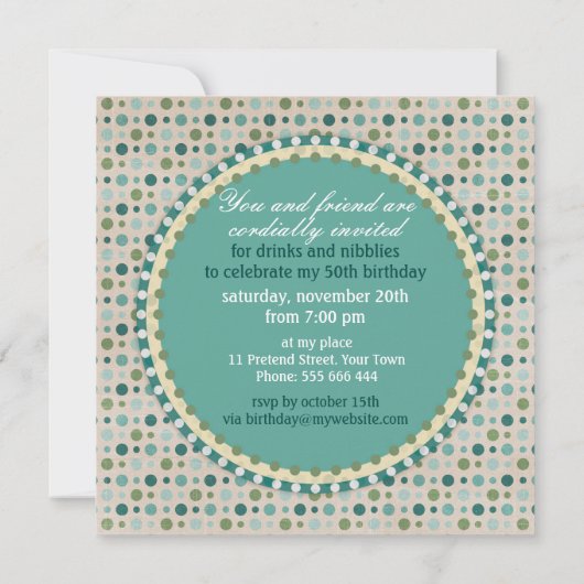 Pastel Polka Dots 50ste verjaardag uitnodigingen (Achterkant)
