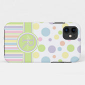 Pastel Polka Dots and Stripes w/Name & Initiaal Case-Mate iPhone Case (Achterkant (horizontaal))