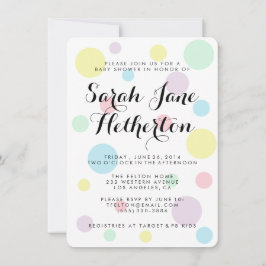 Pastel Polka Dots Baby Shower Invitations Kaart