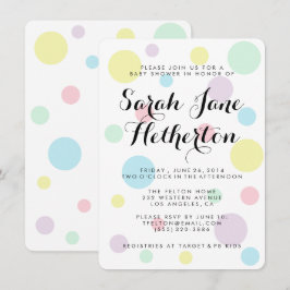 Pastel Polka Dots Baby Shower Invitations Kaart