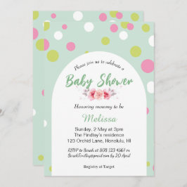 Pastel polka dots baby shower kaart