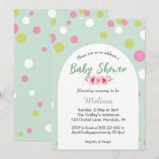 Pastel polka dots baby shower kaart
