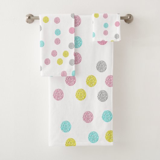 Pastel Polka Dots Bath Towel Set Bad Handdoek (Insitu)