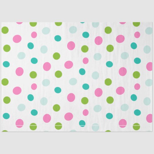 Pastel Polka Dots Blauw Groen Roze Kerst Tissuepapier (Voorkant)