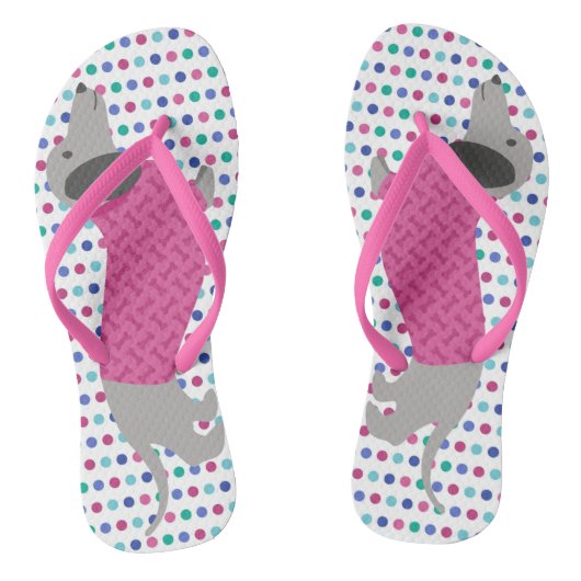 Pastel Polka Dots Dachshund Teenslippers (Voetbed)