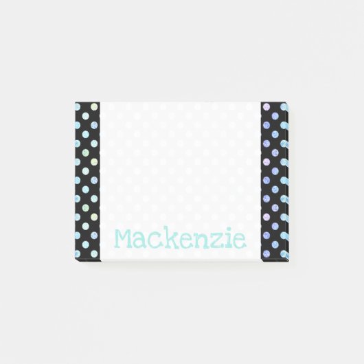 Pastel Polka Dots Iriserende Shimmer Glitter Naam Post-it® Notes (Voorkant)