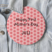 pastel polka dots modern eenvoudig happy moederdag ronde button 6,0 cm (In situ)