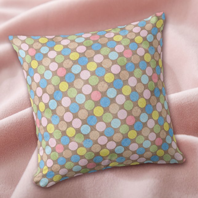Pastel Polka Dots on Brown Kussen (Creator heeft geüpload)