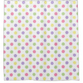 Pastel Polka Dots op Crisp White Douchegordijn (Voorkant)