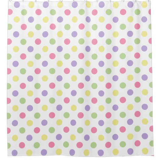 Pastel Polka Dots op Crisp White Douchegordijn (Voorkant)