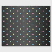 Pastel Polka Dots op Sheen Black Satin Cadeaupapier (Vlak)