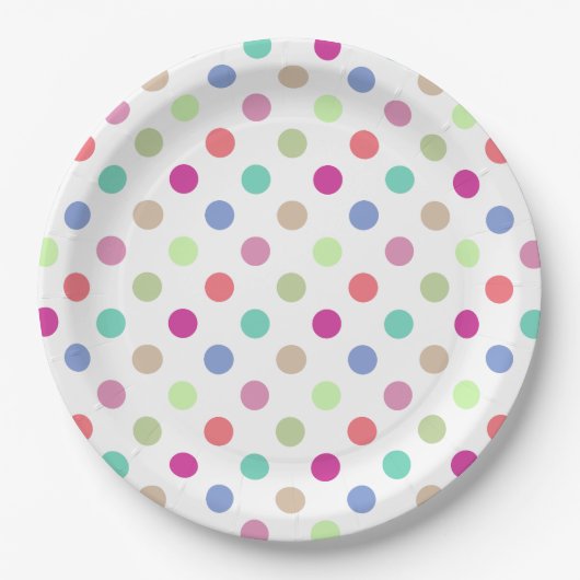 Pastel Polka Dots Papieren Bordje (Voorkant)
