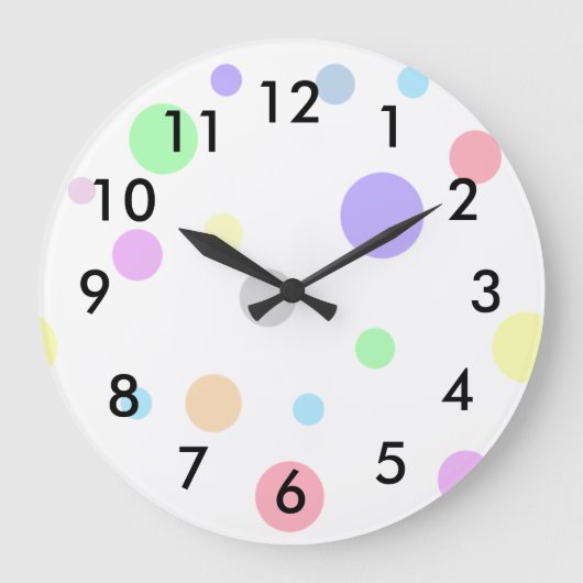 Pastel Polka Dots Pattern Grote Klok (Voorkant)