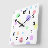 Pastel Polka Dots Pattern Vierkante Klok (Hoek)
