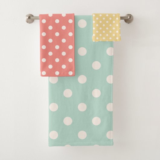 Pastel Polka Dots roze Geel Blauw Bad Handdoek (Insitu)
