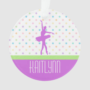 Pastel Polka-geotteerde Tutu-danser met Paarse det Ornament