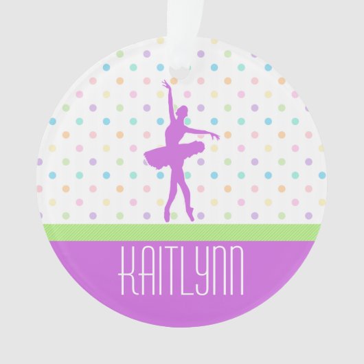 Pastel Polka-geotteerde Tutu-danser met Paarse det Ornament (voorkant)