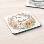 Pastel pompoen bloemstuk custom herfst bier onderzetter (Linkerzijde)