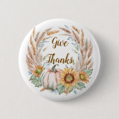 Pastel pompoen bloemstuk custom herfst ronde button 5,7 cm (Voorkant)