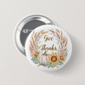 Pastel pompoen bloemstuk custom herfst ronde button 5,7 cm (Voorkant /achterkant)