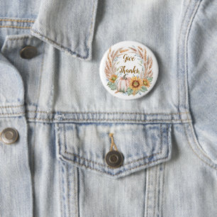 Pastel pompoen bloemstuk custom herfst ronde button 5,7 cm