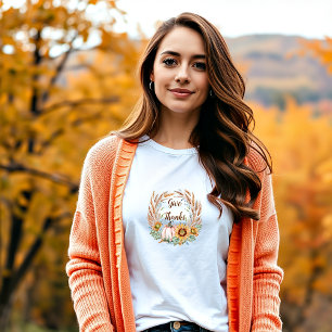 Pastel pompoen bloemstuk custom herfst t-shirt