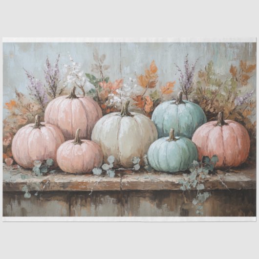 Pastel Pompoen Decoupage Tissuepapier (Voorkant)