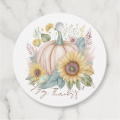 Pastel pompoen en boho bloemen op maat bedankjes labels (Voorkant)