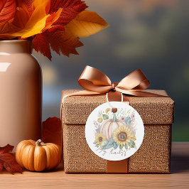 Pastel pompoen en boho bloemen op maat bedankjes labels