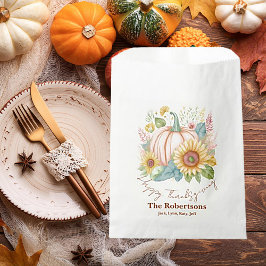 Pastel pompoen en boho bloemen op maat bedankzakje