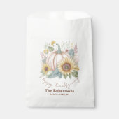 Pastel pompoen en boho bloemen op maat bedankzakje (Voorkant)