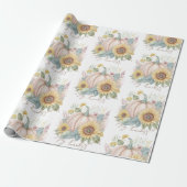 Pastel pompoen en boho bloemen op maat cadeaupapier (Uitgerold)