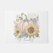 Pastel pompoen en boho bloemen op maat deurmat (Voorkant)