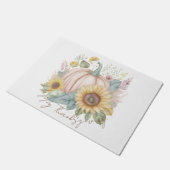 Pastel pompoen en boho bloemen op maat deurmat (Schuin)