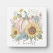 Pastel pompoen en boho bloemen op maat fotoplaat (Voorkant)