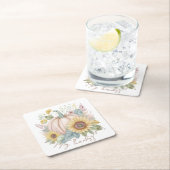 Pastel pompoen en boho bloemen op maat kartonnen onderzetters (Insitu)