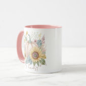 Pastel pompoen en boho bloemen op maat mok (Voorkant links)