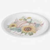 Pastel pompoen en boho bloemen op maat papieren bordje (Gekanteld)