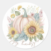 Pastel pompoen en boho bloemen op maat ronde sticker (Voorkant)