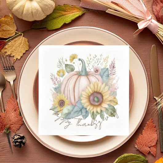 Pastel pompoen en boho bloemstuk aangepast servet