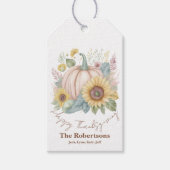 Pastel pompoen en boho bloemstuk op maat cadeaulabel (Voorkant)